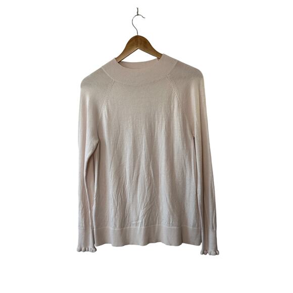 LOFT Sweaters - LOFT Light Pink Blush Mockneck Sweater Ruffle Trim Sleeve Women's Small New